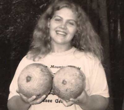 Deborah show off some melons