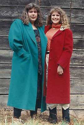 Janice and Laura in long coats