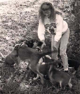 Laura with pups