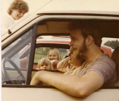 Mark with friends in a car