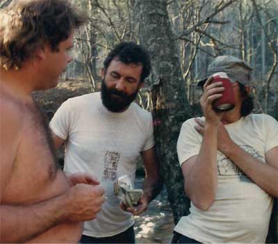 Three men at Trout Camp in the North Georgia Mountains