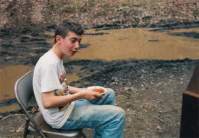 Boy eating at Trout Camp in the North Georgia Mountains