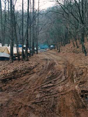 Muddy road at Trout Camp in the North Georgia Mountains