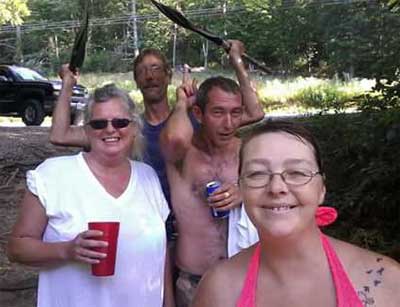 4 friends kayak down the river