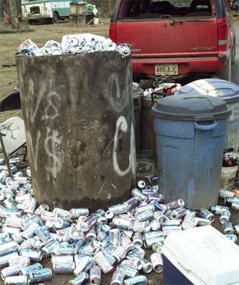 beer cans pile up