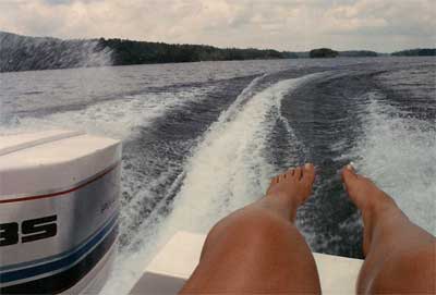 Riding on a speed boat