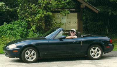 Jerry in a sports car