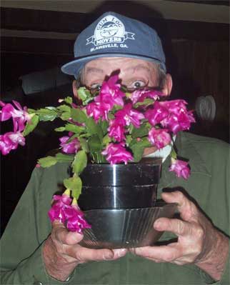 Gomer with a blooming cactus