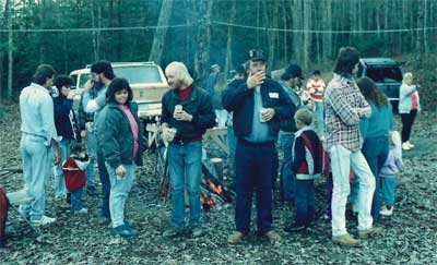 A group around the camp fire