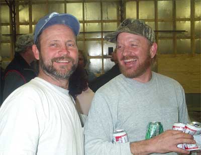 Harry and Gary with beer cans