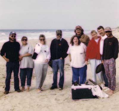nine friends on the beach