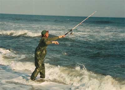 Gomer fishes in the ocean