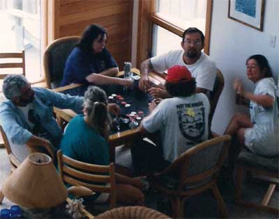 playing poker in the beach house