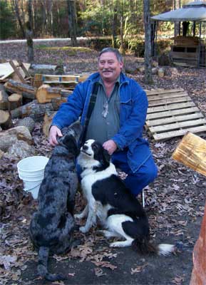 Larry with two dogs