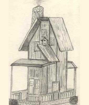 little wooden house drawing