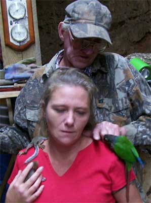 Gomer and Mary Ann with bird and wild animials