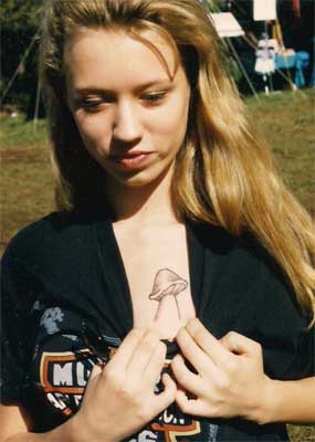 Angela with mushroom tatoo