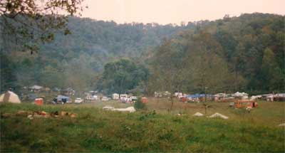 Camp spread out in pasture