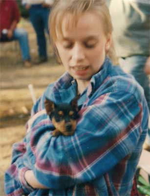 Girl with puppy