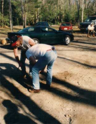 Picking up horseshoes