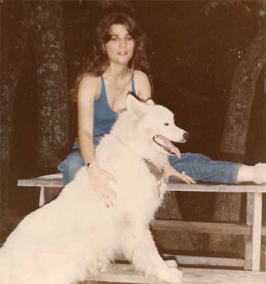 Shannon with big white dog
