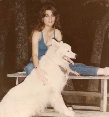 Shannon with big white dog
