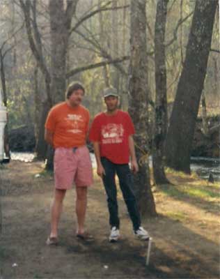 playing horseshoes at Trout Camp