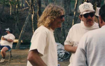 Men in white at Trout Camp in the North Georgia Mountains