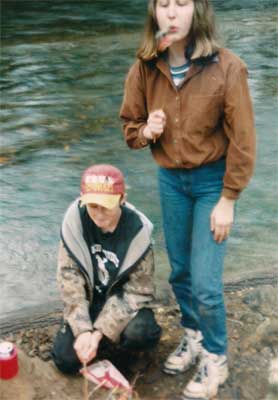 Roasting marshmallows at Trout Camp in the North Georgia Mountains