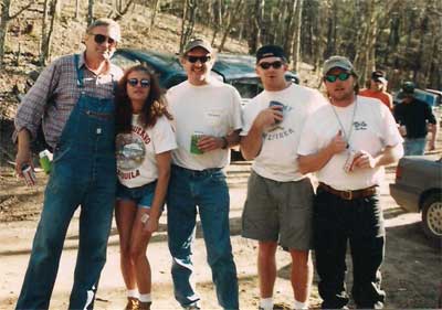 Four guys and a girl at Trout Camp in the North Georgia Mountains